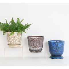 Gepege 6 inch ceramic pot with drainage hole and saucer