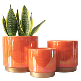 Gepege ceramic plant pot set showcasing rainbow glaze design