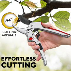 GEROSSI Ratchet Pruning Shears showing ratchet mechanism close-up
