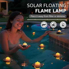 GGNOO Solar Floating Pool Light in pond, glowing