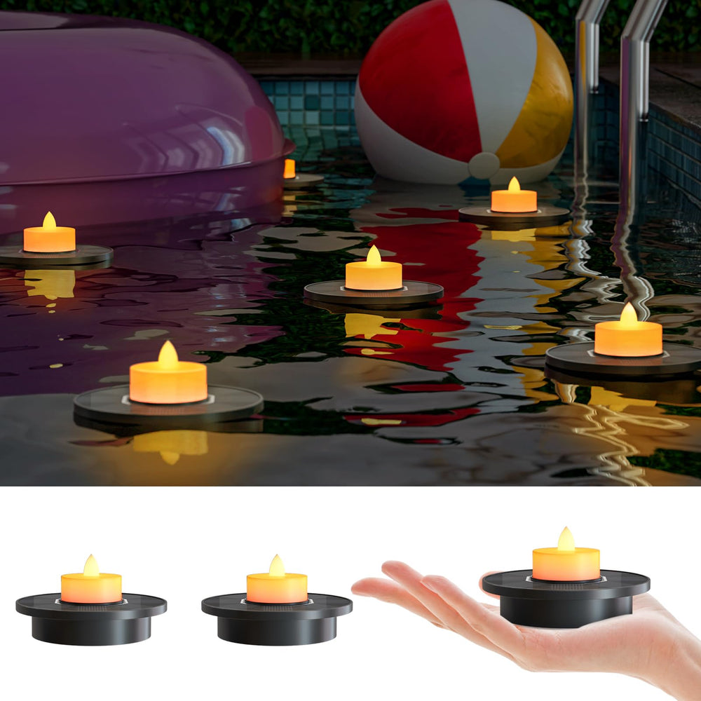 GGNOO Solar Floating Pool Lights, 3-Pack, White, front view