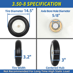 GICOOL 14.5-inch wheelbarrow tire side view