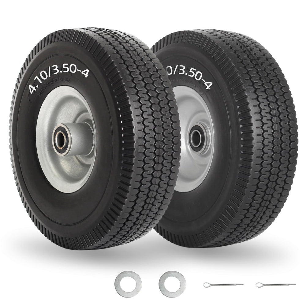 GICOOL Flat Free Tire and Wheel 4.10/3.50-4 front view