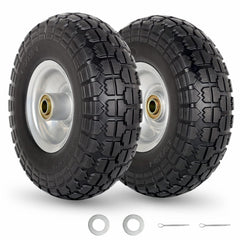 GICOOL Flat Free Tire and Wheel set 4.10/3.50-4 front view