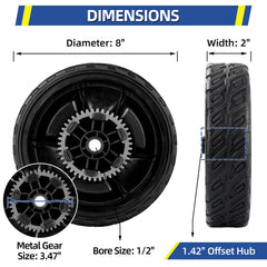 GICOOL Rear Lawn Mower Wheels side view