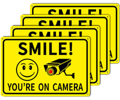Giftape 4-Pack Smile You're On Camera Signs front view