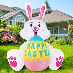 GIFTFIND 3.6FT Easter Bunny inflatable with egg front view