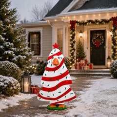 GigaCircle Christmas Tree Goose Outfit displayed on a garden porch