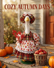 GigaCircle Fall Porch Goose Outfit hat with lace bow