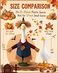 GigaCircle Scarecrow Goose Outfit showing red plaid shirt and denim overalls