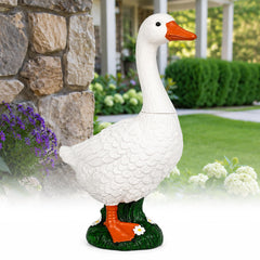 GIGALUMI Porch Goose Statue front view 23 inch white