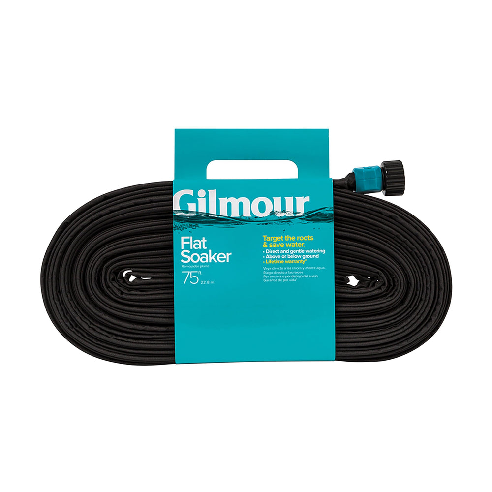 GILMOUR 75' Flat Soaker Hose, black colour, front view