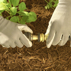 GILMOUR hose connectors attached to a garden hose