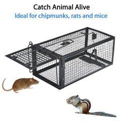 Gingbau Live Chipmunk Rat Trap side view with setup instructions