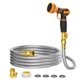 Giraffe Tools 25ft stainless steel garden hose front view