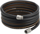 Giraffe Tools 30ft garden hose front view showing black and orange colour