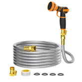 Giraffe Tools 50ft stainless steel garden hose front view