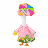 GJL Raincoat Porch Goose Outfit with Umbrella, Pink Raincoat front view