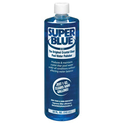 GLB Robarb Super Pool Clarifier blue liquid in 1-quart bottle front view