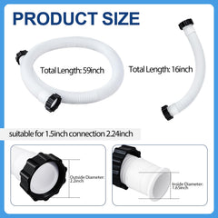 Glooglitter Pool Pump Replacement Hose 16-inch length front view