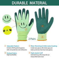 GLOSAV Kids Gardening Gloves showing crinkle latex palm