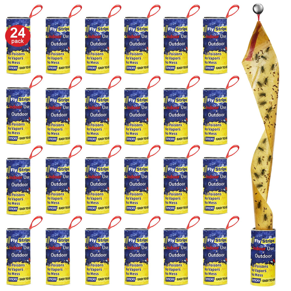 Glovv 24 Pcs Fly Trap Strips, blue colour pack front view