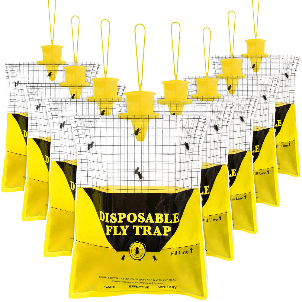 Glovv Outdoor Fly Traps pack of 8 with natural bait, yellow