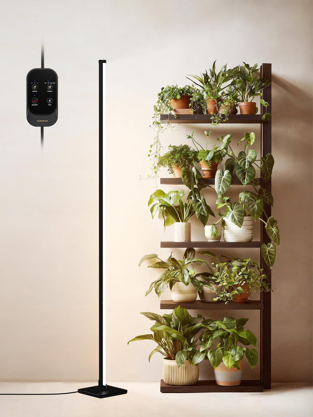 GLOWRIUM 60in Vertical Grow Light front view with adjustable height