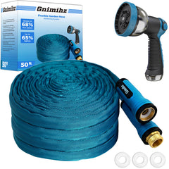 Gnimihz Garden Hose 50 ft Sea Blue with nozzle