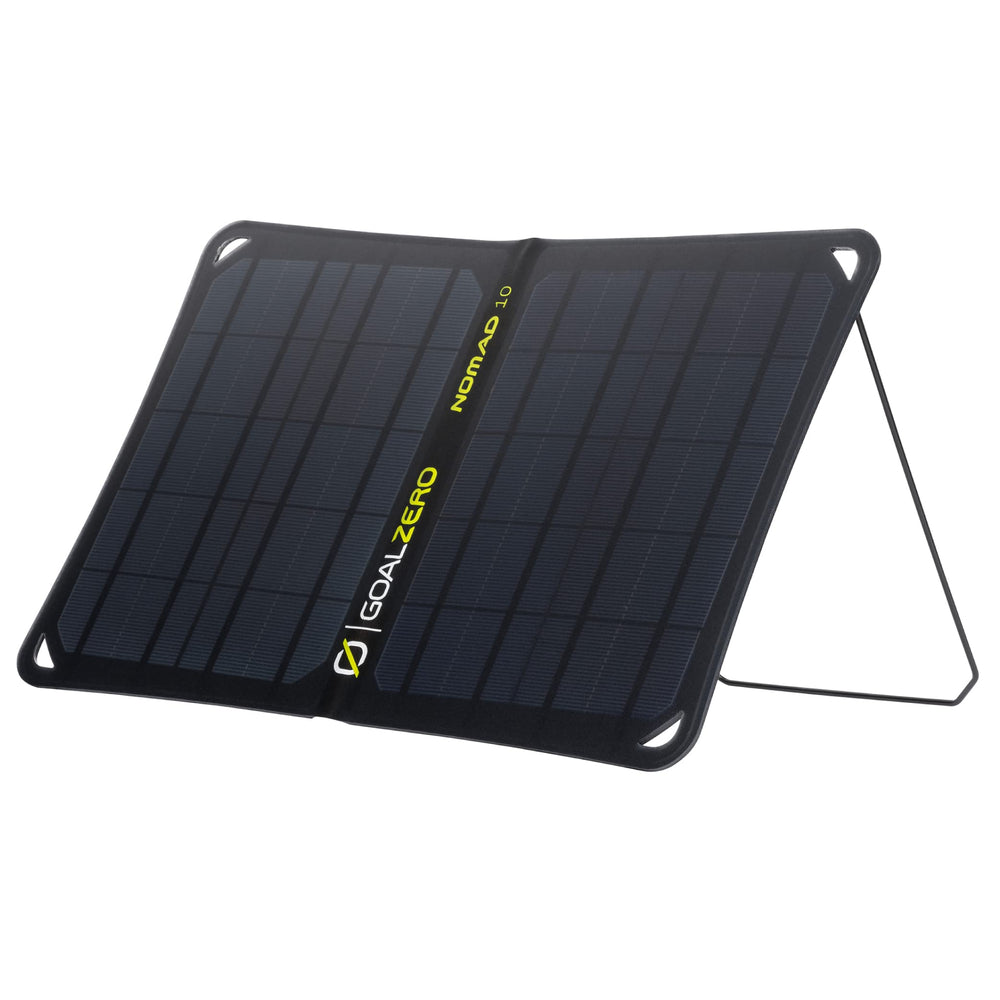 Goal Zero Nomad 10 solar panel front view showing USB port