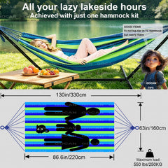 GOCAN hammock set up in a garden with trees