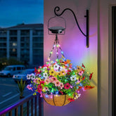 GOESWELL Solar Hanging Flower Basket front view with vibrant orchids