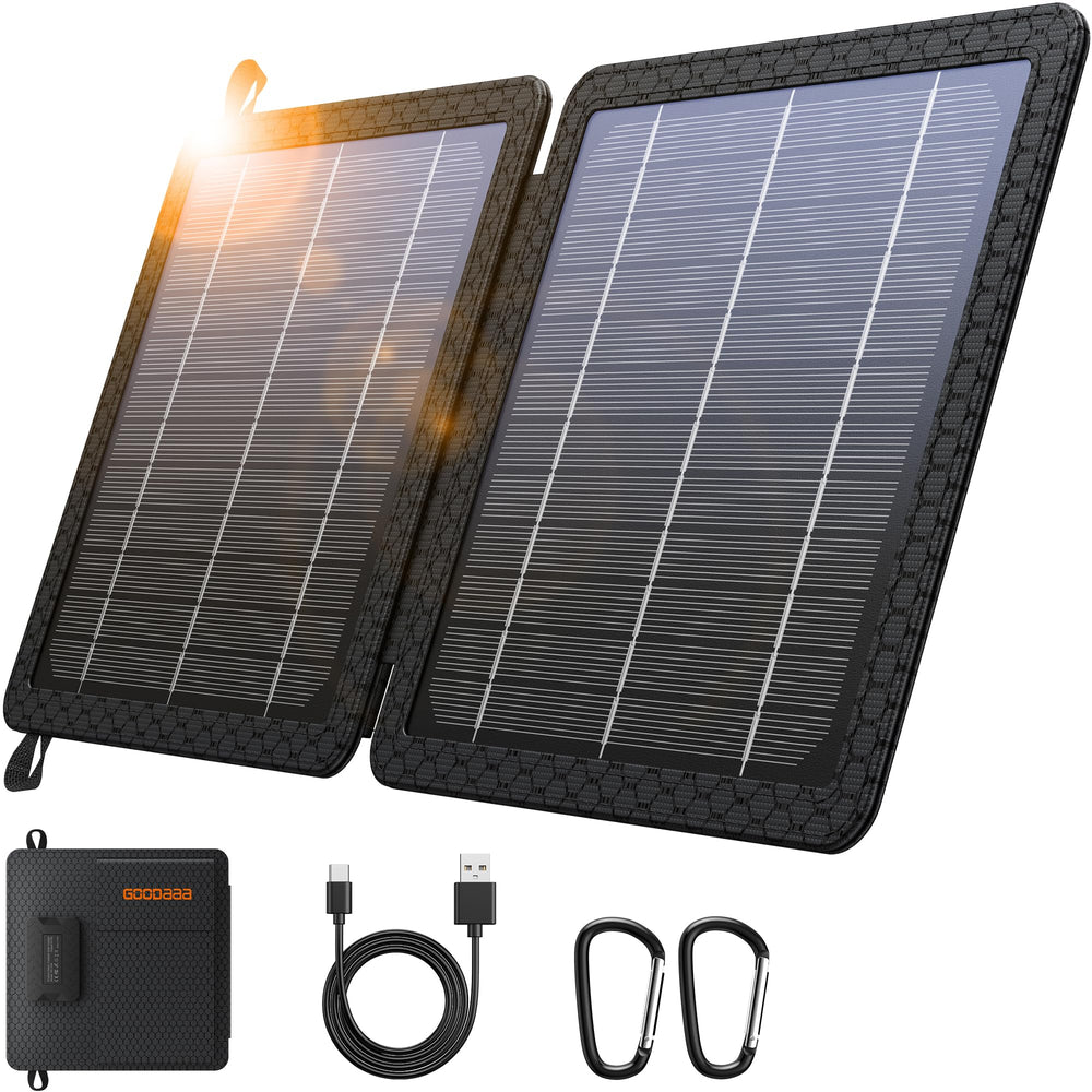 GOODaaa 10W Portable Solar Charger folded in orange and black
