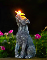 Goodeco Dog Statue with Solar Lights front view