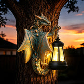 Goodeco Dragon Tree Hugger Solar Lantern Garden Statue front view