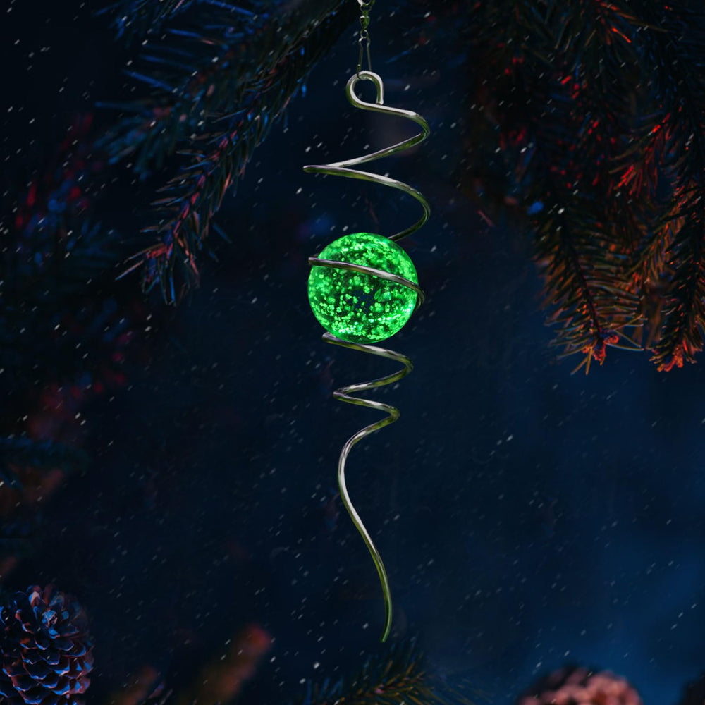 GOOLLYRUSIM Glow in The Dark Gazing Ball Spiral front view