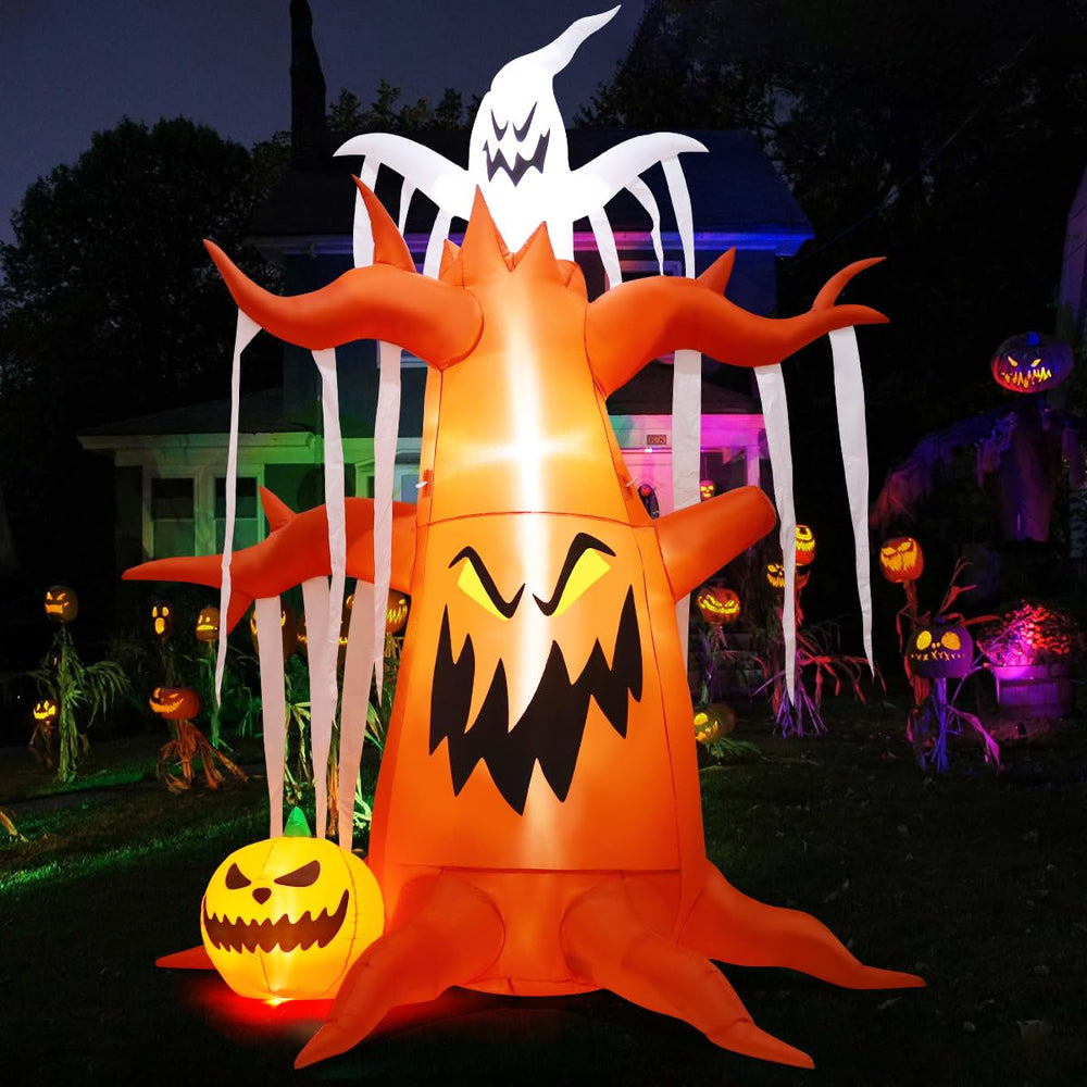 GOOSH 10 FT Halloween Inflatable Tree with ghost and pumpkin