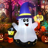 GOOSH 5 FT Halloween Inflatable Wizard Ghost front view with LED lights