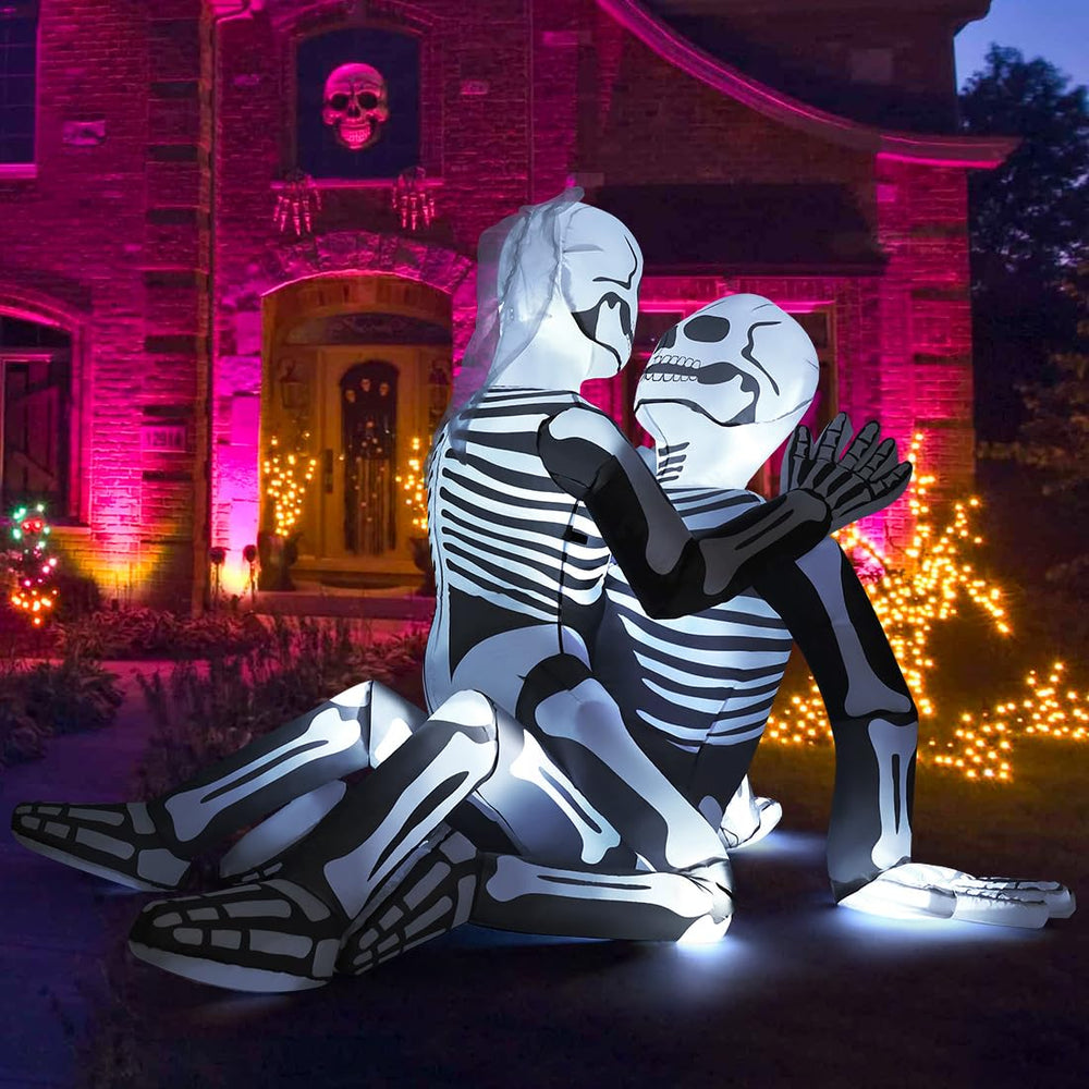 GOOSH 6.5 FT Halloween inflatable skeleton couple with LED lights