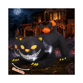 GOOSH 6 FT Halloween inflatable black cat with LED lights front view