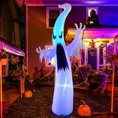 GOOSH 6FT Halloween Inflatable Ghost front view with colorful LEDs