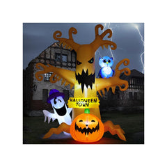 GOOSH 8FT Halloween Inflatable Dead Tree front view with LED lights