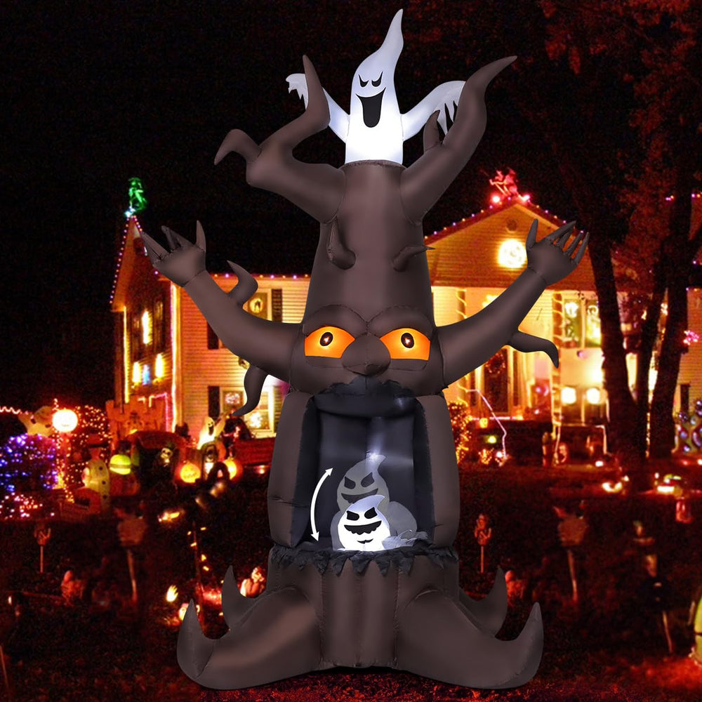 GOOSH 9 FT Halloween inflatable dead tree with LED lights front view