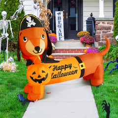 GOOSH Halloween Inflatable Dog secured in the yard