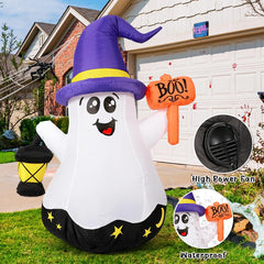 GOOSH Halloween Inflatable Wizard Ghost with garden setting