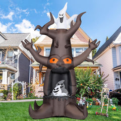 GOOSH inflatable dead tree set up in a yard during Halloween