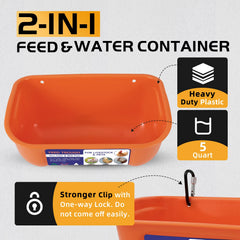 Goovilla Chicken Feeder Waterer 5 Quart Orange with clips