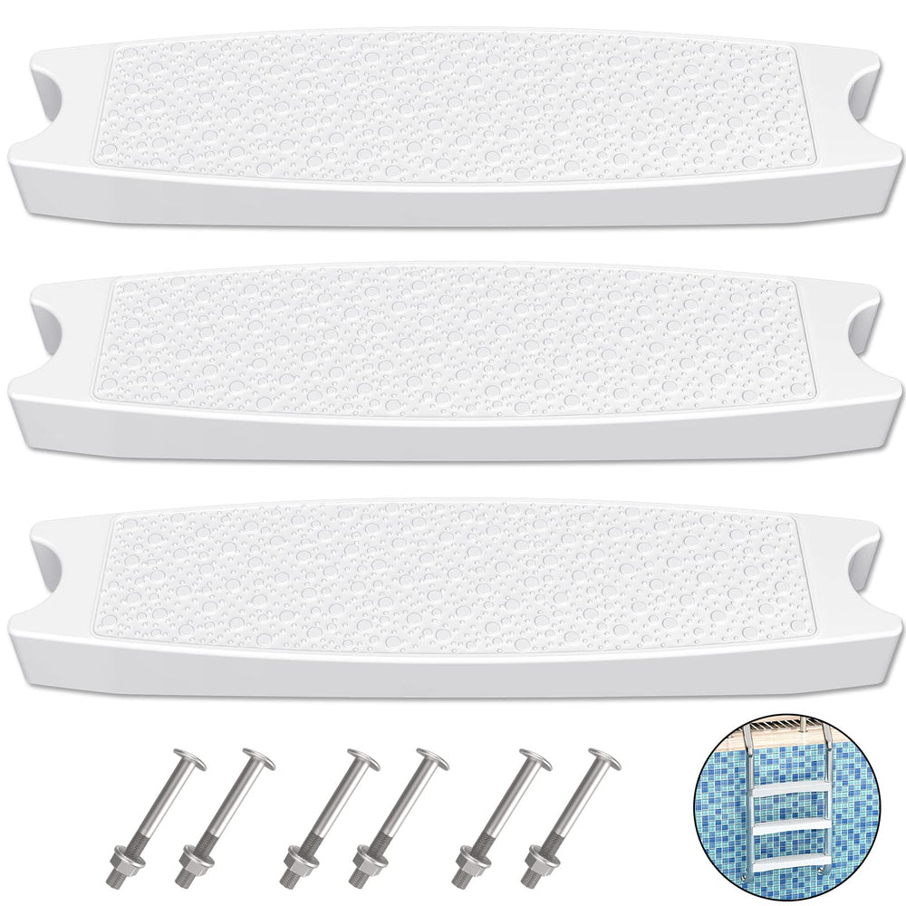 Goovilla pool ladder steps replacement front view, white