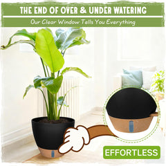 Goproauto black self-watering pot with plant