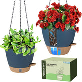 Goproauto Self-Watering Hanging Planter 10-inch in blue with chain